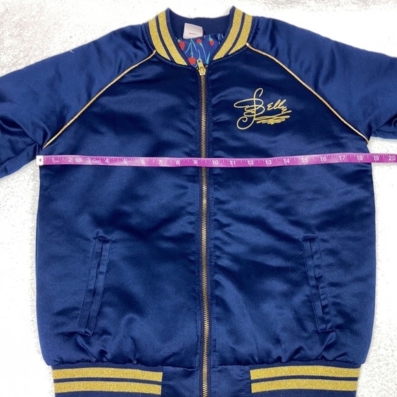 Disney Princess Belle rose Girl's Full Zip satin Bomber Jacket Size L - Picture 5 of 8